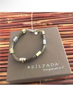 Silpada Sterling Silver Leather & Brass Bracelet